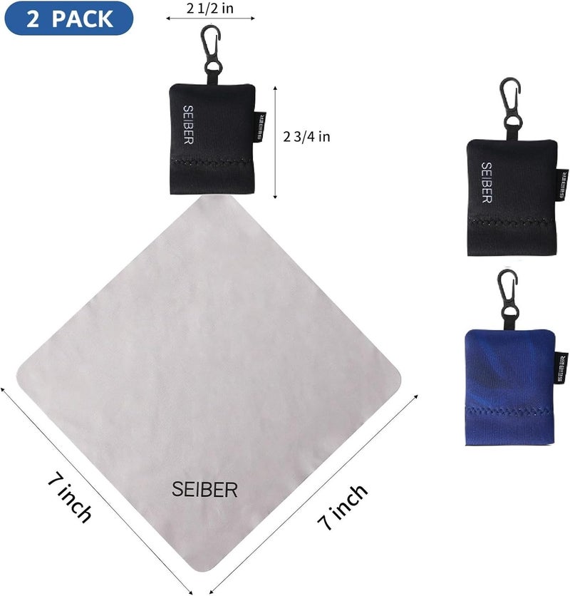 SEIBER Eyeglass Cleaning Microfiber Cloth,7 x 7 inch Glasses Cloth for Sunglasses,Laptops, Cameras,Screen- with Neoprene Pouch,Self-Closing Bottom(2PCS,BKBlue) - Image 3
